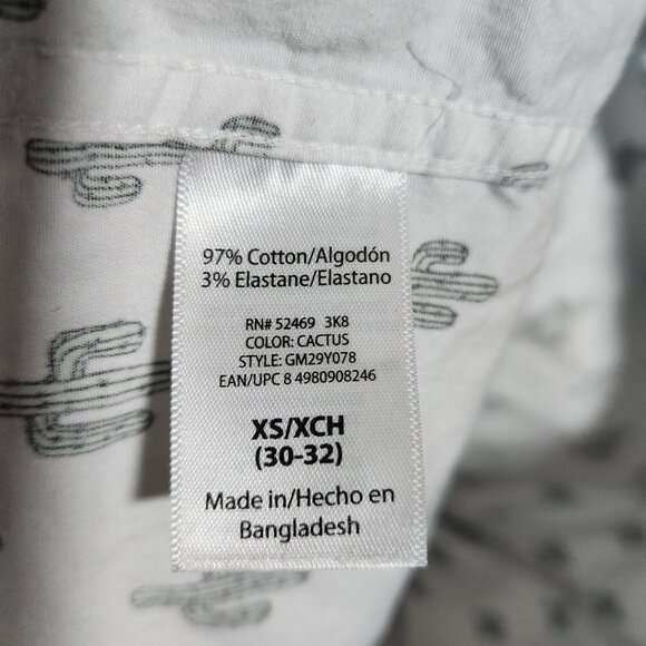 George Button Front Shirt Mens Size XS White Cactus All Over Print Short Sleeve - Picture 4 of 4